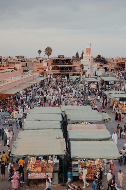 Aerial View of Jemaa el-Fnaa, Marrakesh, Morocco 